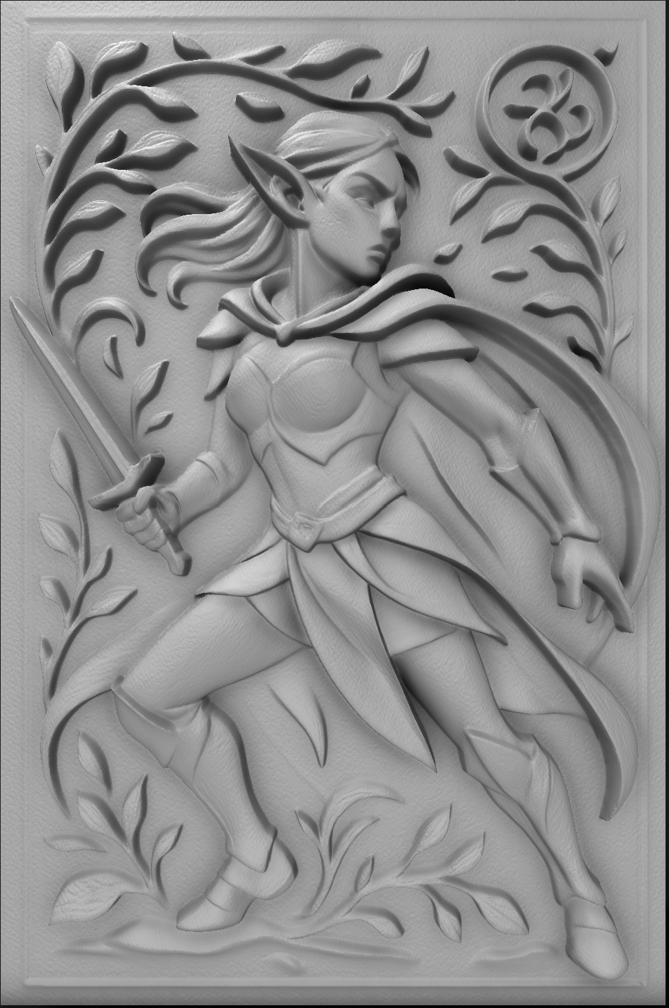 Elven Blade Dancer – Fantasy Warrior Relief